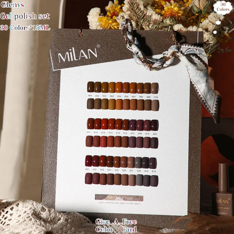 

Glenys 30 color autumn caramel nail polish glue autumn and winter applicable new soaking gel nail salon essential varnish set