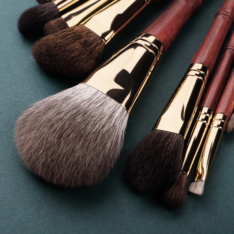 MyDestiny - Luxury 9 pcs Professional Makeup Brush Set Rosewood High Grade Brush Set Soft Animal Fox Squirrel Goat Hair