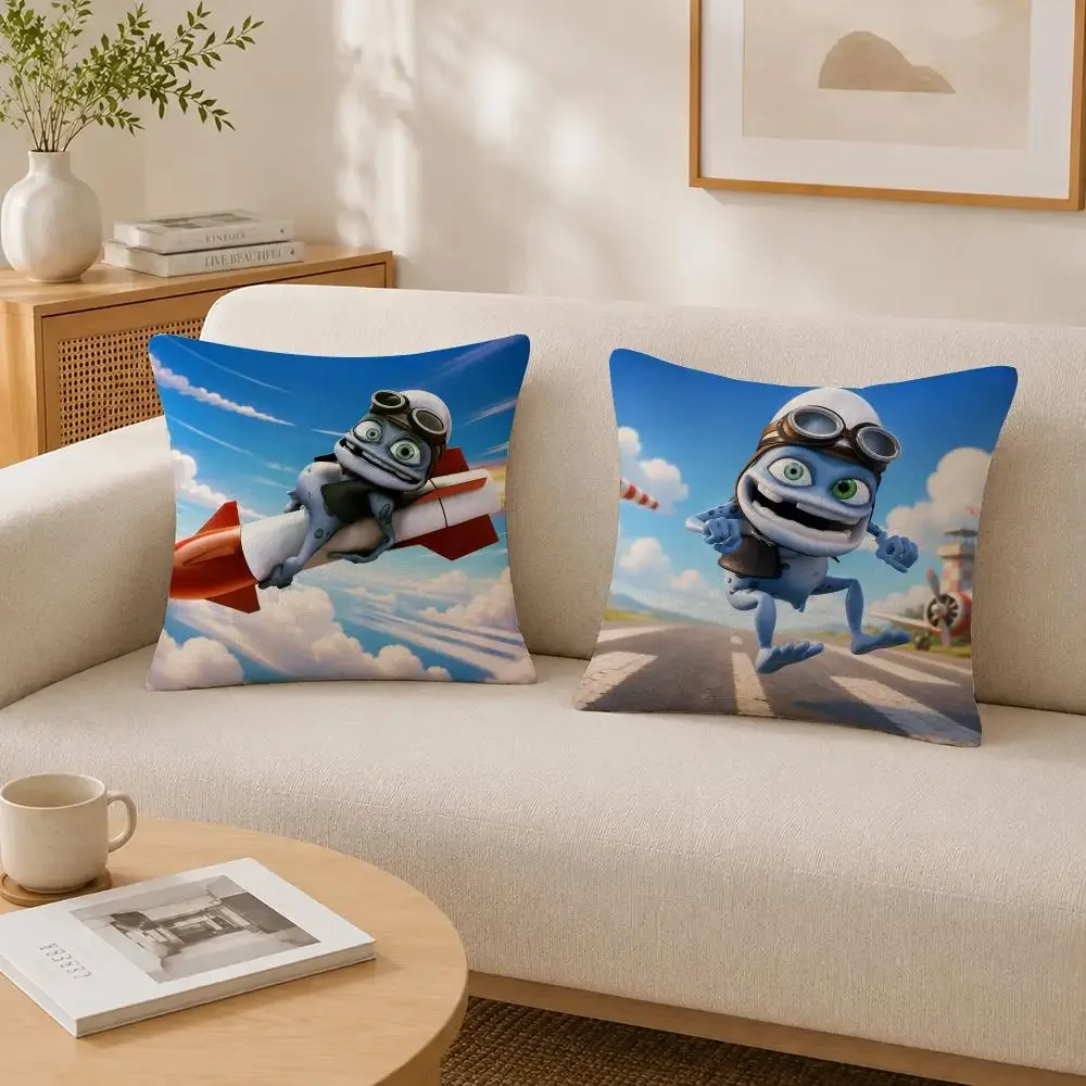 Character Crazy Frog DJ Ding Ding Cushion Cover Soft Fluffy Short Plush  Pillow Case Home Decor