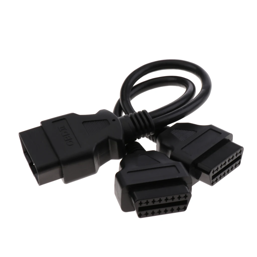 OBD-II Splitter Adapter Extension 16 Pin Cable Male to Female Y Cable