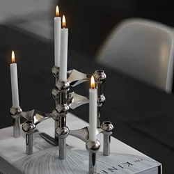 GIEMZA Vintage Candlestick Holders 10CM(3.9”) Small Stand for Stick Skinny Candelabra Set for 3 Candle Porta Velas