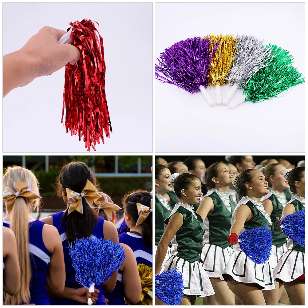 18 ชิ้น Hand Stick to Shake Bouquet ที่ละเอียดอ่อนเชียร์ Pompom Poms เชียร์ลีดเดอร์ Pompoms เชียร์ลีดเดอร์แบบใช้ซ้ําได้ตกแต่ง