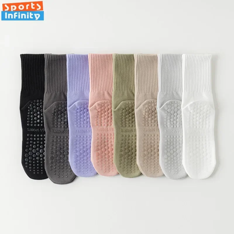 Chaussettes de yoga mi-mollet pour femmes, chaussettes d'entraînement de gymnastique, chaussettes de pilates professionnelles, chaussettes de danse d'intérieur, chaussettes de fitness, silicone non ald, mode