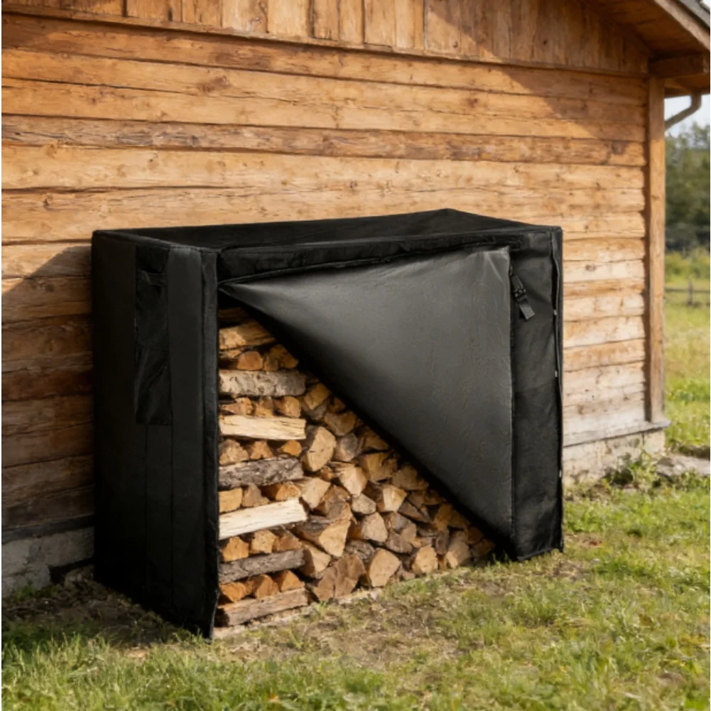 

Firewood Rack Cover with 210D Waterproof Fabric UV Reflective and Drawstring Bottom for Secure For Outdoor Wood Storage