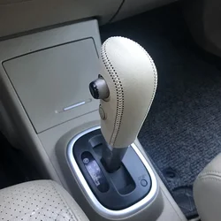 For Nissan Sylphy Tiida 2005-2021 Top Layer Leather Car Gear Head Shift Knob Cover Protector Sleeve Car Gear Cover