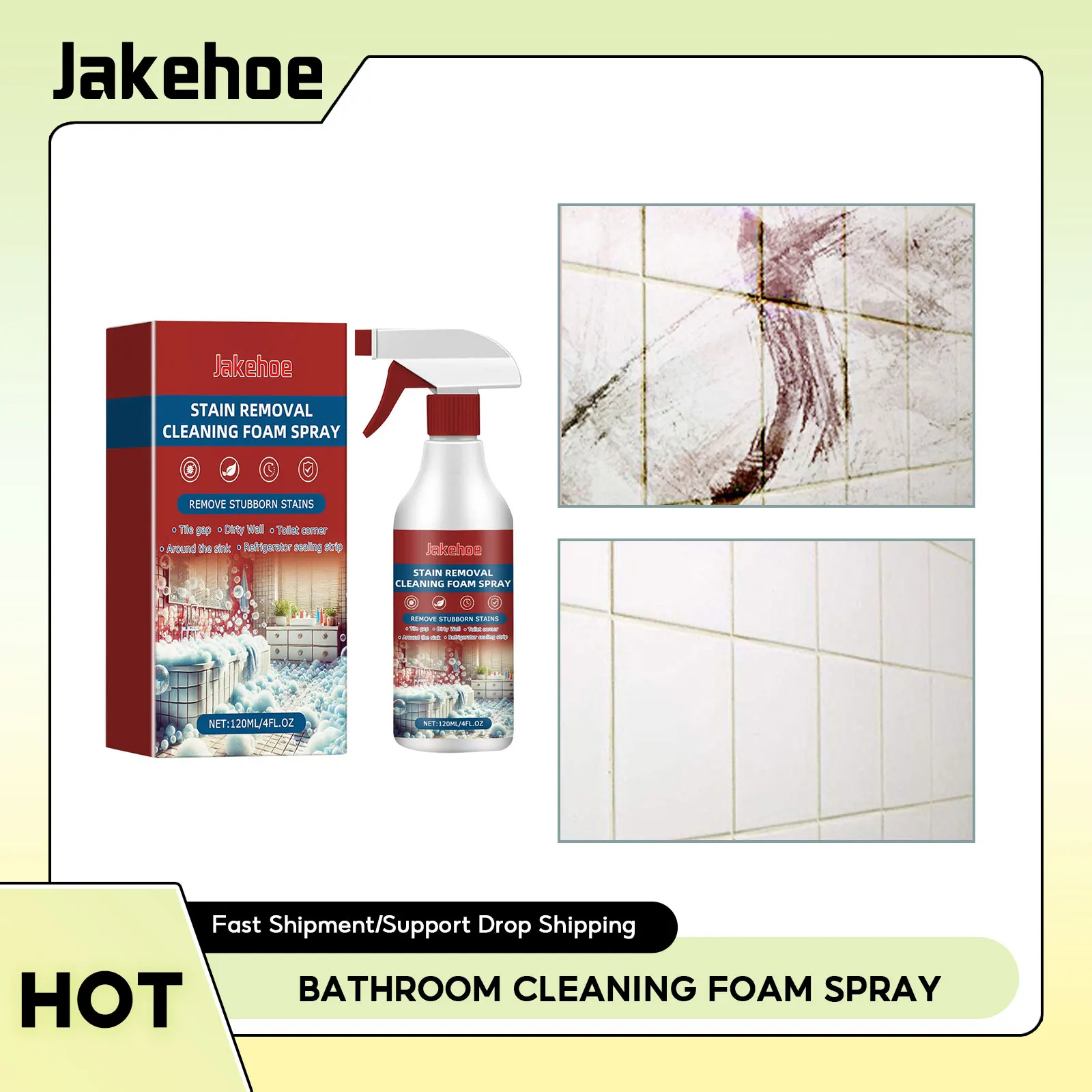 

Bathroom Cleaning Foam Spray Mildew Removal Deodorizing Metal Polishing Furniture Tile Dirt Stain Clean Bathroom Descaling Spray