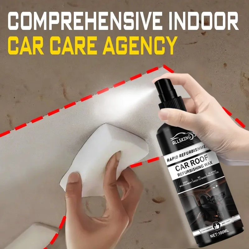 

100 мл Высокоэффективный спрей для чистки потолка автомобиля, мягкий пятновыводитель для тканевой обивки, кожи и других материалов салона