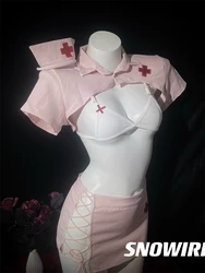 Women Sexy Lingerie Low-Cut Tied Cosplay Nurse Dress Underwear Costume Cosplay Palace Servant Hot Babydoll Lace Erotic Role Play