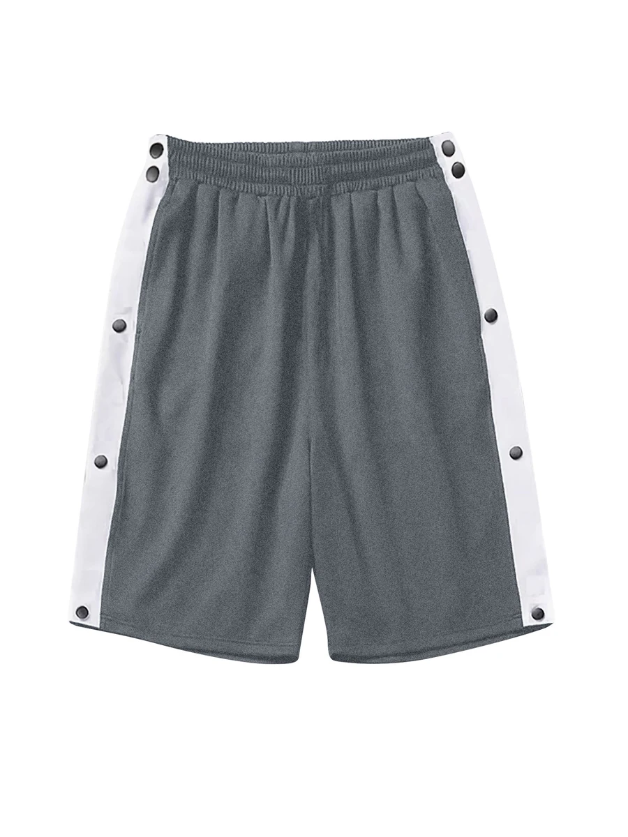 Men s Tear Away Basketball Shorts Split Snap Off Full Open Down Button joggers Baggy Post Surgery Shorts