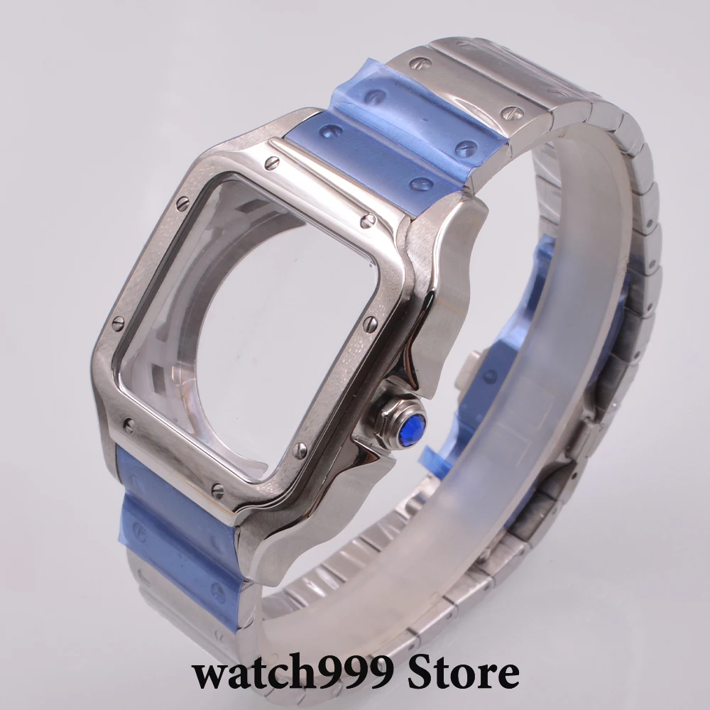 

NH35 case 38mm Silver Square Watch Case Stainless steel Watch fit NH35 NH36 Waterproof Movements