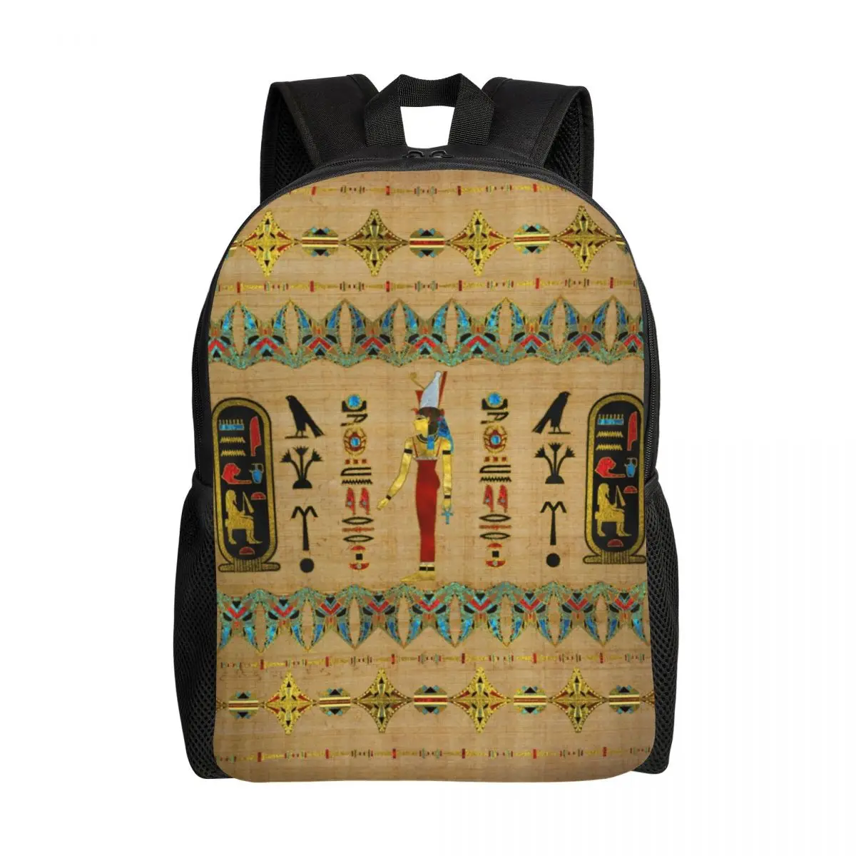 Customized Egyptian Mut Symbol Backpack for Men Women College School Student Bookbag Fits 15 Inch Laptop Ancient Egypt Bags