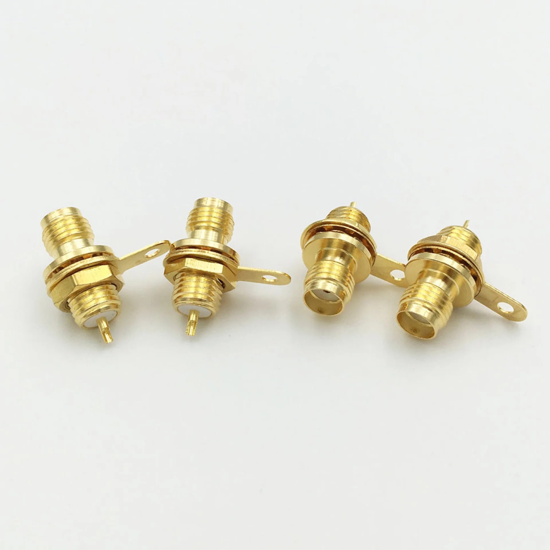 100Pcs New Gold plated RF Adapter Connector SMA Female Panel Mount With Nut Bulkhead Handle Solder 50Ohm SMA-50KY