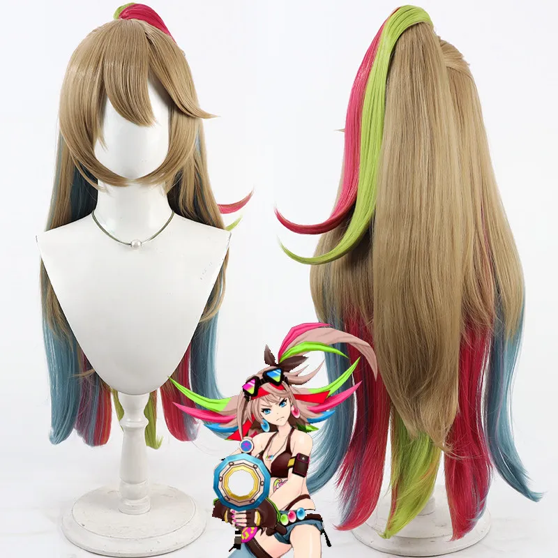 Anime Game Bazooka Girl Cosplay Wig Halloween Carnival Party Props Synthetic Hair Heat Resistant Fiber + Wig Cap
