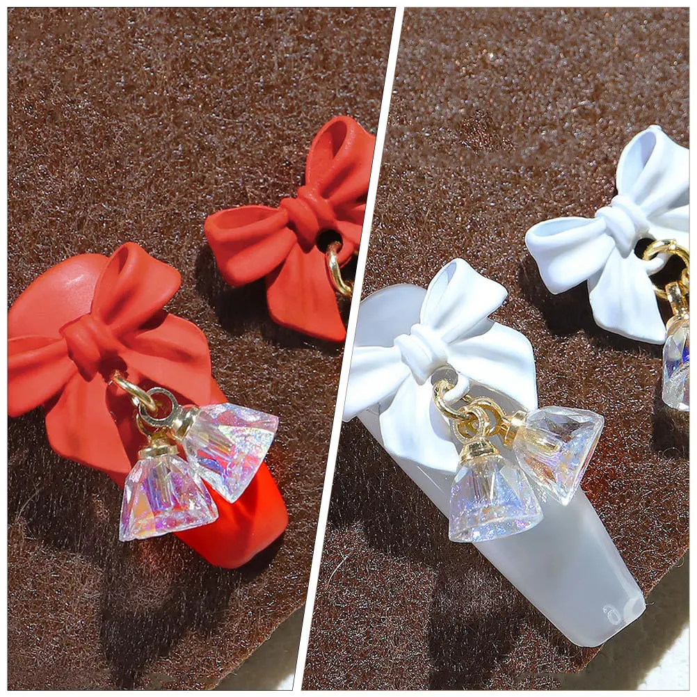 

6pcs Butterfly Crystal Pendant Bow Nail Decors 3D Manicure Diy Ornament Small Nail Art Accessory Decorative Charms For