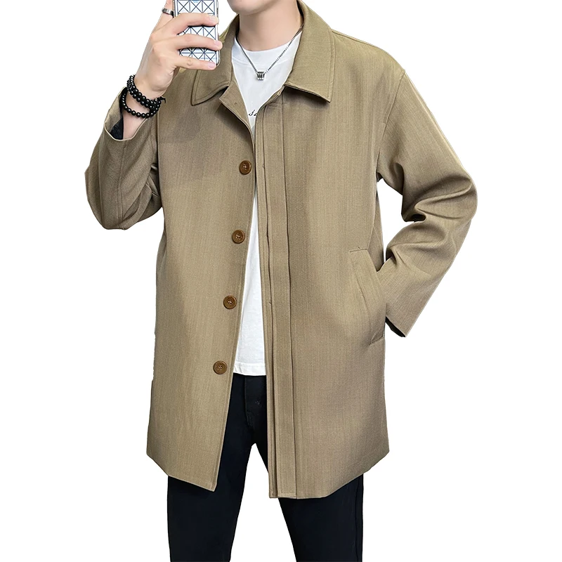 

Trendy Men's Business Jacket Fashionable Mid-Long Length Blazer with British Style Jacket Outerwear Comfortable Men Casual Top