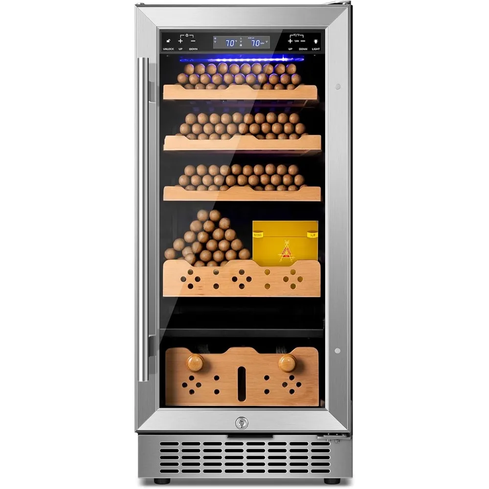 

Electric Cigar Humidor,15 Inch Upgraded Large Capacity Electric Cigar Cabinet with Powerful Compressor, Digital LED Screen