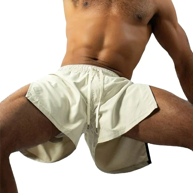 

Летние спортивные шорты, мужские спортивные шорты, быстросохнущие штаны для бега в тренажерном зале, пляжные штаны для бега, мужские шорты для фитнеса и тренировок на боковой молнии