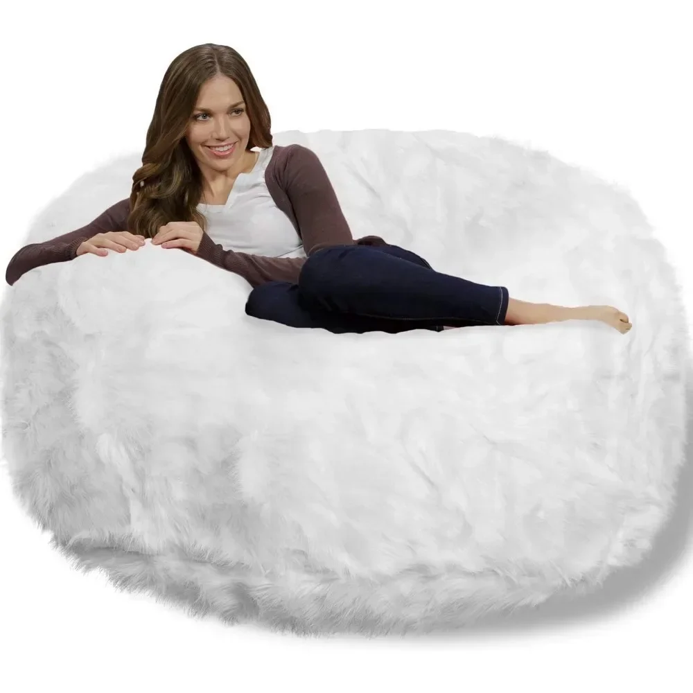 Lazy Sofa Living Room 4-Feet Plush Faux Fur Cover Relaxing Chair Bean Bags Memory Foam Bean Bag Chair Furnitures Pufff Furrow