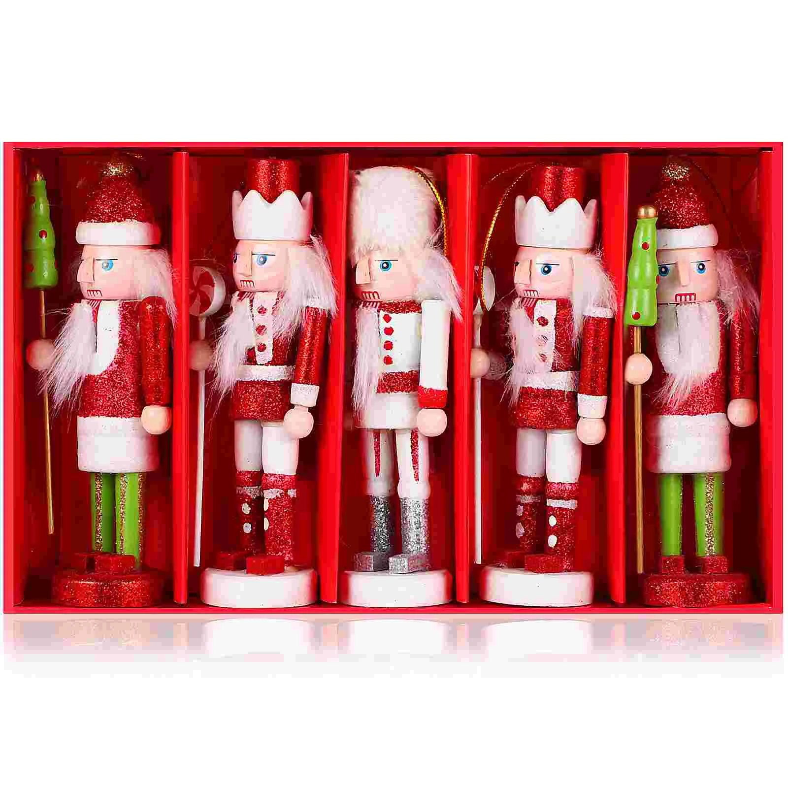 

Nutcracker Soldier Decoration 12cm Wooden Set of 5 Gift Christmas Figures Decorations