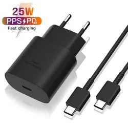 For Samsung Galaxy S20 S21 S22 S23 Ultra Note 20 A12 A13 A14 A23 F12 F14 A90 Super Fast Charger 25W USB C PD Wall Power Adapter