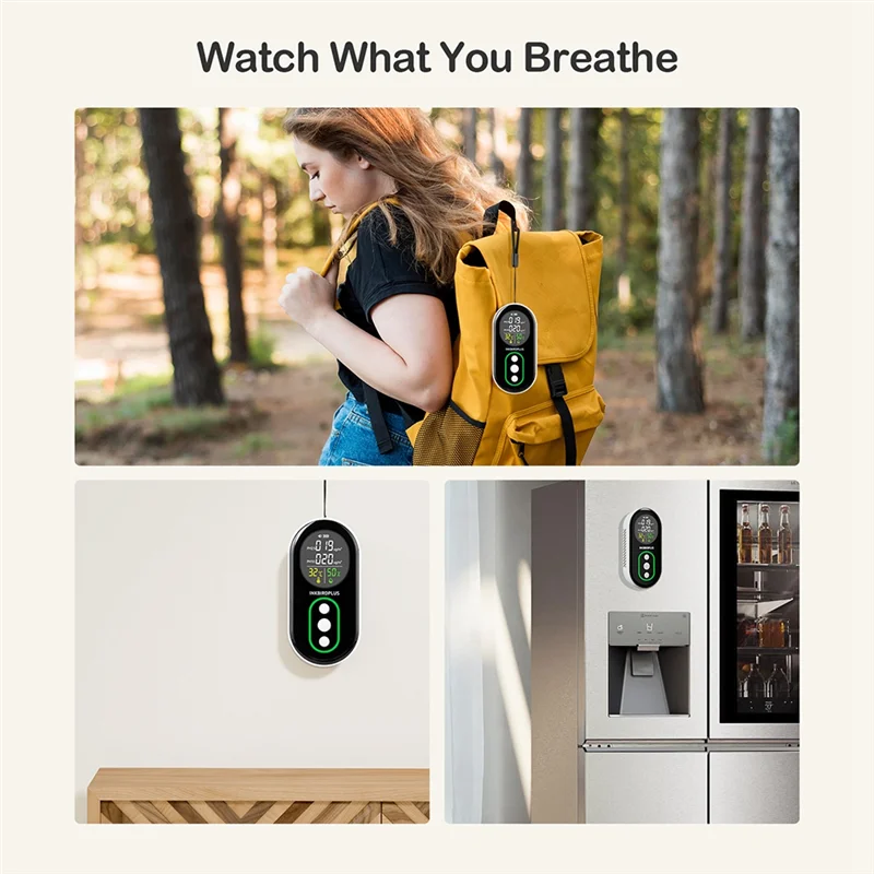 AA84 Thermometer Hygrometer Air Quality Detector For Monitoring PM2.5 PM10 Temp Humidity With Sound And Light Dual Alert