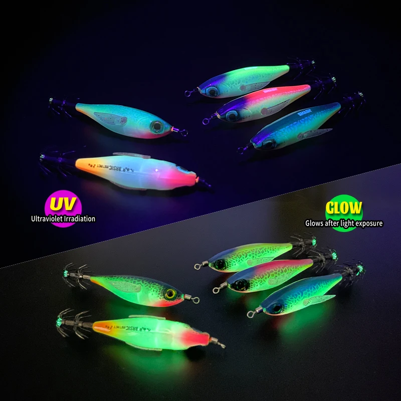 Señuelos Egi luminosos para calamar y pulpo con anzuelo marino - imagen 3