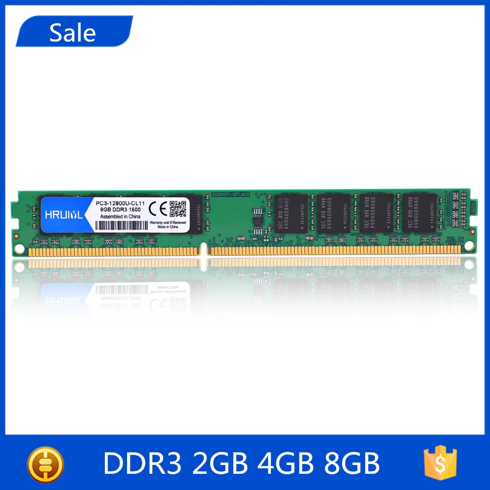 HRUIYL Memory RAM DDR3 2GB 4GB 8GB 1066mhz 1333mhz 1600MHZ PC3-8500 PC3-10600 PC3-12800 Desktop PC RAM Memory Memoria DIMM 4G 8G