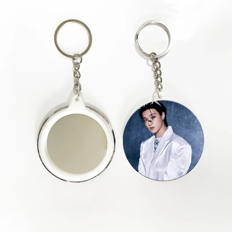 Kpop ATEEZ Mini11 Album Photo Tinplate Badge Mirror Keyring WooYoung JongHo YunHo HongJoong Star Peripheral SEONGHWA Pendant