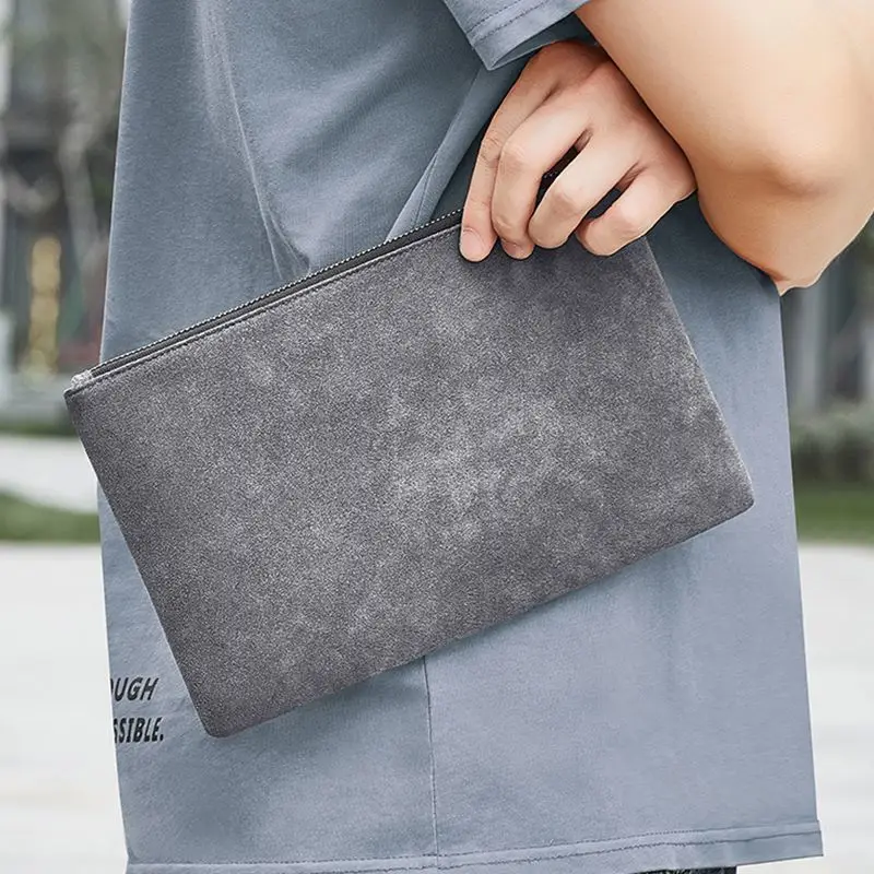 

Men's clutch, thin PU leather, matte, anti-slip and anti-theft brush, expandable business clutch wallet