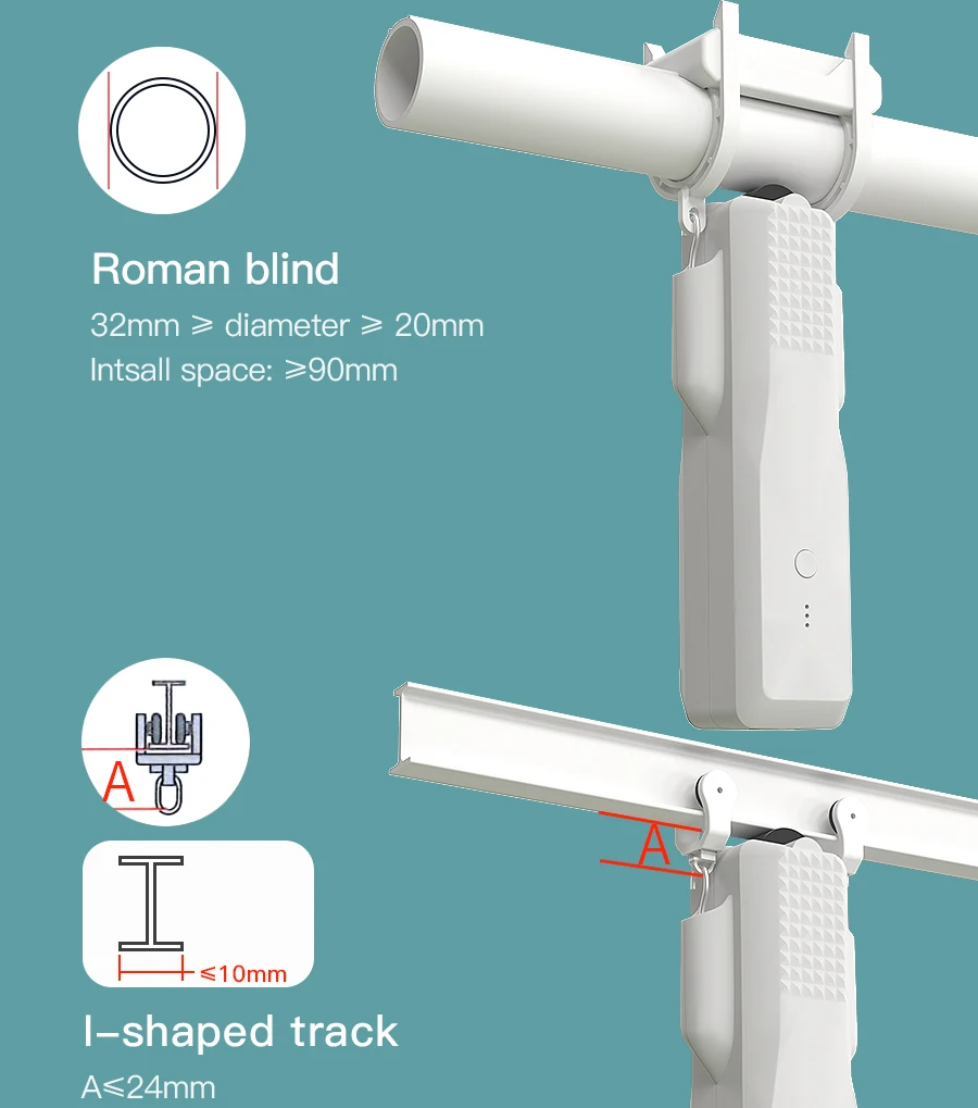 Zemismart Zigbee Vorhangroboter, wiederaufladbarer Elektromotor für römische Stange I Typ U Typ Track, Arbeit mit Tuya Alexa Google Home – Detail 6