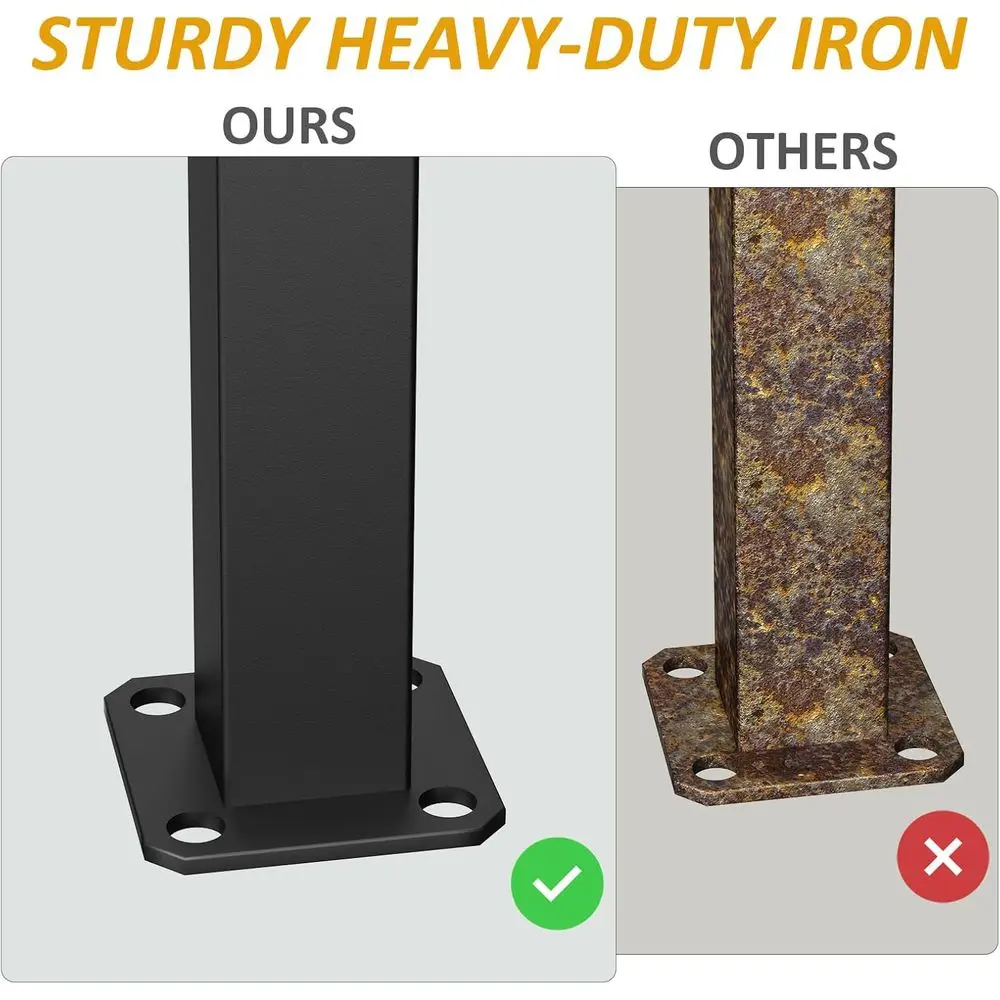 5 Step Handrails for Outdoor Steps, Safety Outdoor Handrails for Exterior Steps, Black Stair Railing Kit (4-5 Steps Handrail)