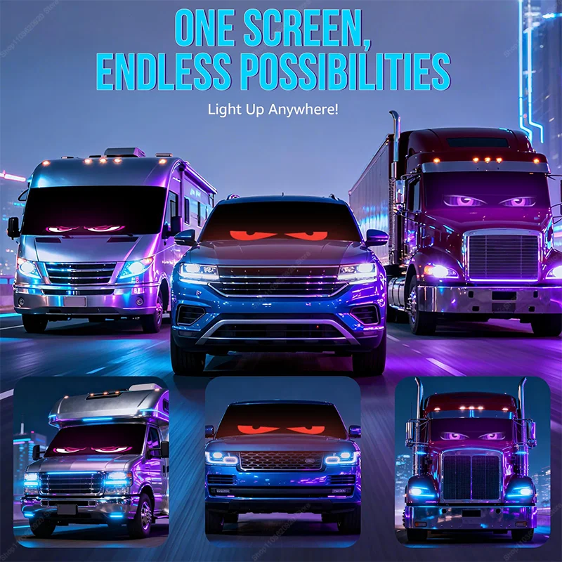 USB LED عين الشيطان عرض الزجاج الأمامي الديناميكي للسيارات شاحنة الرسوم المتحركة وامض عيون الشيطان الأمامي والخلفي الزجاج الأمامي ضوء ديناميكي #6