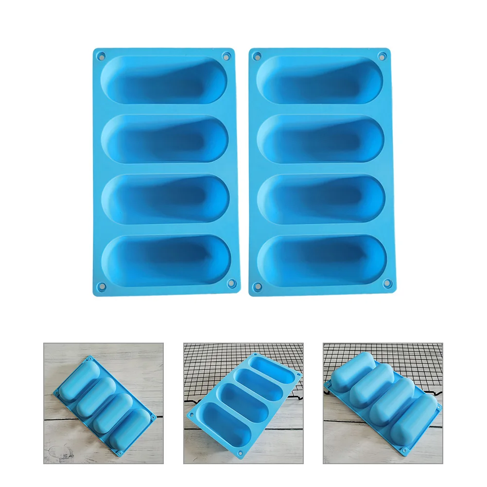 

2Pcs HotDogBunPan SausageShaped Diy Sausage Pan BakingSupplies Silicone Hot Dog Bun Mold KitchenTools