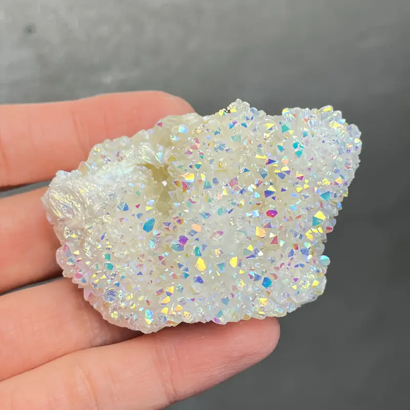 1pc Angel Aura Quartz Cluster, Rainbow Crystal Geode, Raw Natural Electroplating Quartz Rainbow Color, home decoration stones - Image 7