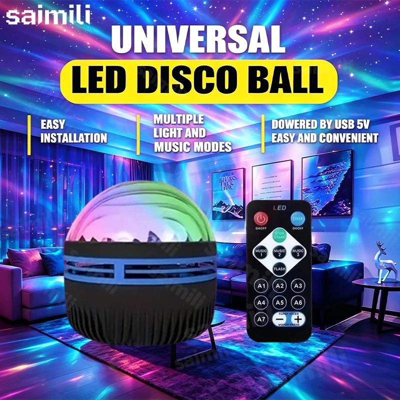 Proyector USB Galaxy Aurora 5V Luz Nocturna 360 °   Luces nocturnas coloridas giratorias GB con control remoto para decoración de salas de cine en casa