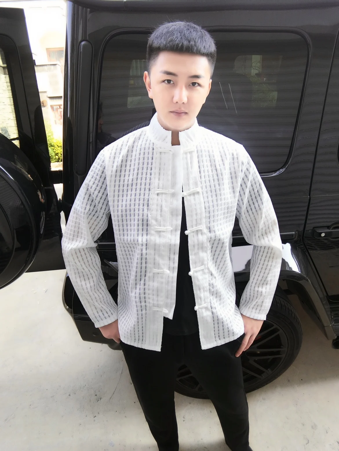 

Royal Baron V Men's Summer Tang Suit Sun Protection Outerwear High-End Feeling Button Ethnic Style Fashionable Long Sleeve Shirt