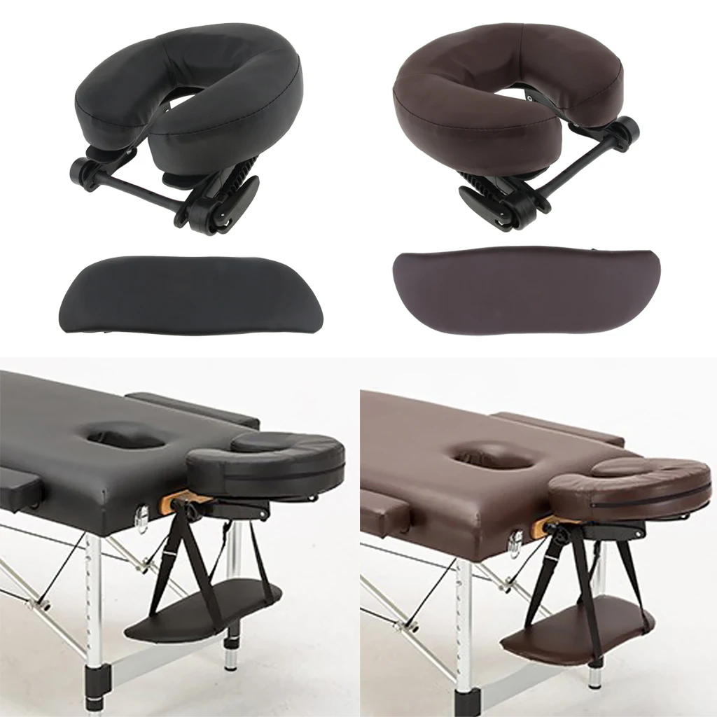 

U Shaped Massage Headrest Pillow Adjustable Arm Support Pad Soft PU Leather for Facial SPA Bed