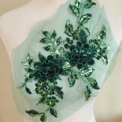 1Piece Lace Fabric Embroidery Sequins Flowers Mesh Patch Sewing DIY Repair Clothing Accessories