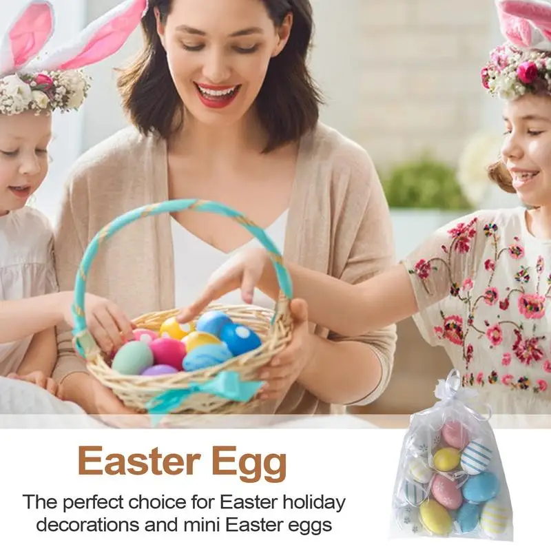 

Easter Small Eggs 12X Colorful Toy Eggs Easter Egg Decoration Seasonal Decors Spring Holiday Scene Props Tree Basket Eggs For