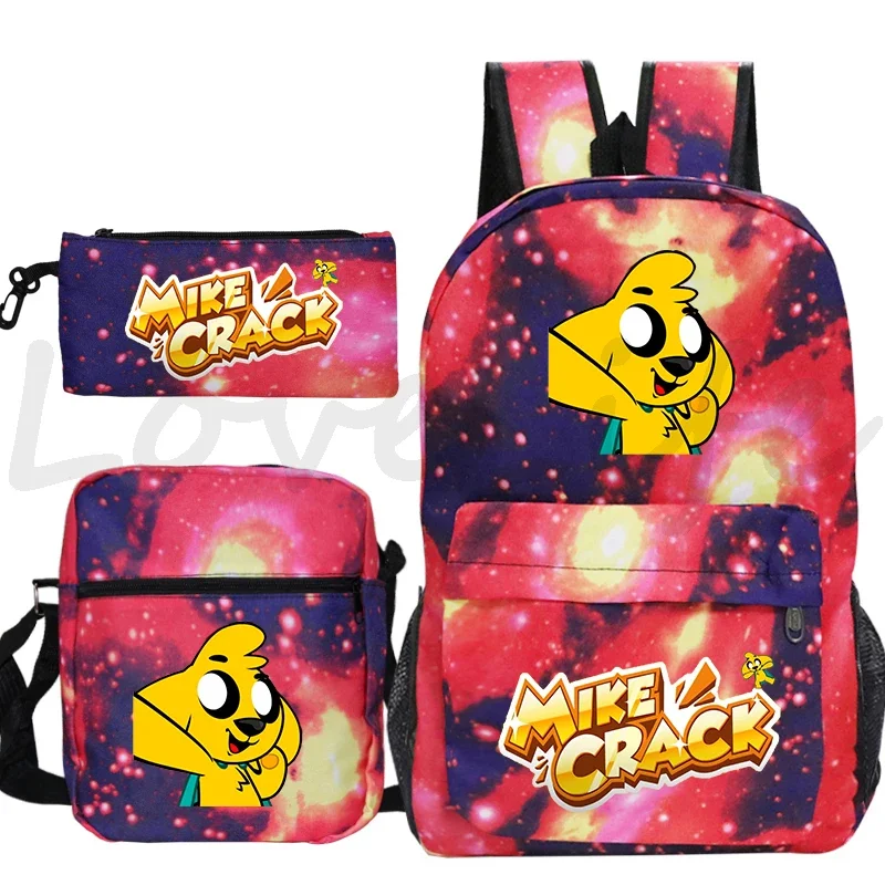 Tas punggung kartun Mikecrack 3 buah/set tas sekolah anak laki-laki perempuan tas buku Anime tas bepergian tas hadiah Mochila