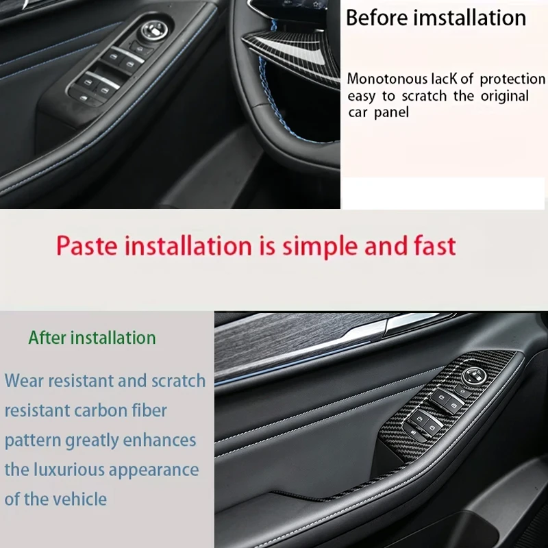 For JaecooJ5 EV 2025-2026 Automotive Glass Switch ABS Carbon Fiber Pattern Modification, Protective Decoration - Interior Access 4