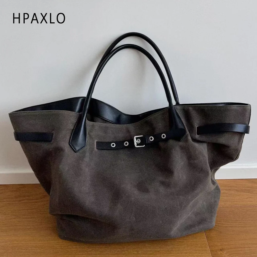 

Новая модная большая сумка, большая вместительная холщовая дизайнерская женская сумка через плечо, универсальная женская сумка через плечо с цветными блоками