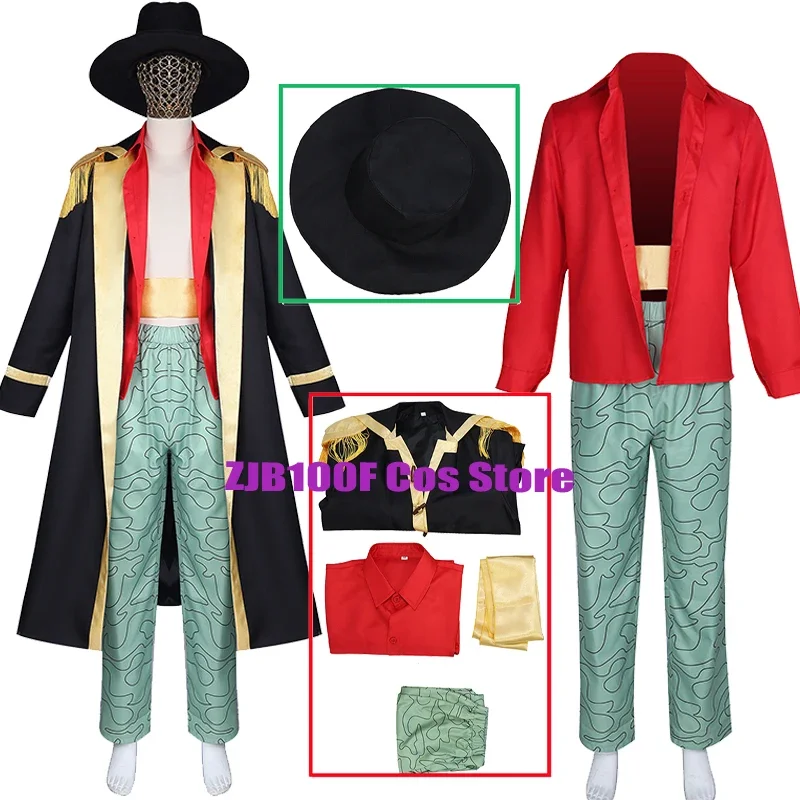 

Marshall D Teach Cosplay Anime Blackbeard Costume Uniform Trench Hat Suit Halloween Party Role Play Outfit for Men