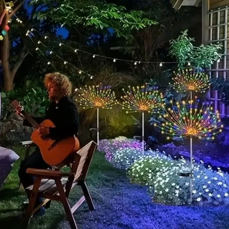 LED Solar Firework Light Waterproof Outdoor 8 Lighting Modes Fairy String Light Christmas Solar Lights Garden Decoration