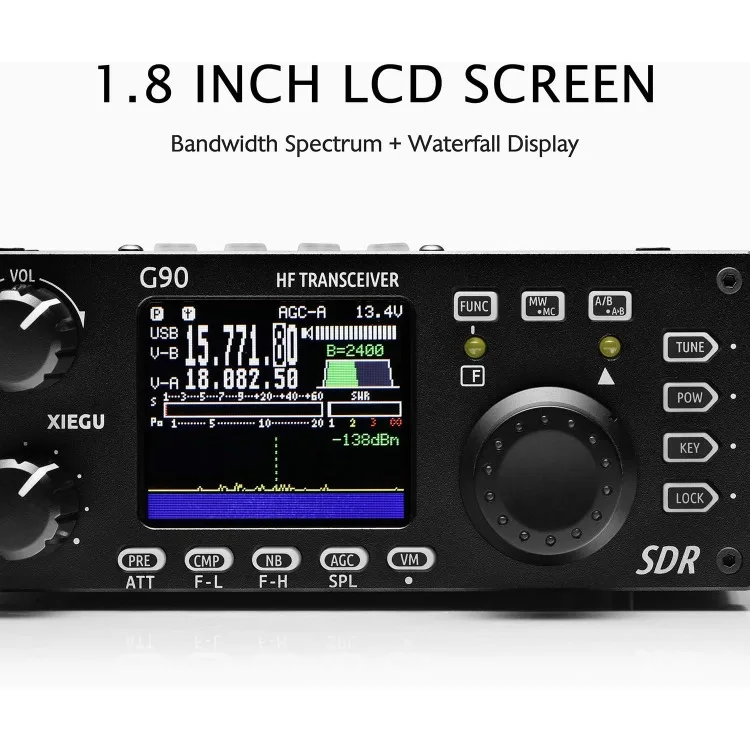 G90 HF Radio Transceiver 20W SSB/CW/AM/FM SDR Structure with Built-in Auto Antenna Tuner