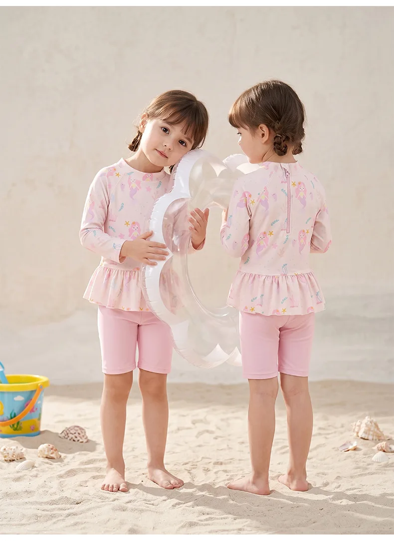 Girls Two Pieces Swimwear Sets New Summer Long Sleeve Printed Tops Elastic Shorts Children Cute Swimsuit Outfits Se179a8731f4c41dc9ba8a17c6440c803m