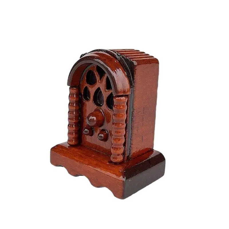 1Pc 1/12 Dollhouse Miniature Furniture Vintage Wooden Radio Model Toy for Children Dollhouse Decoration Accessories