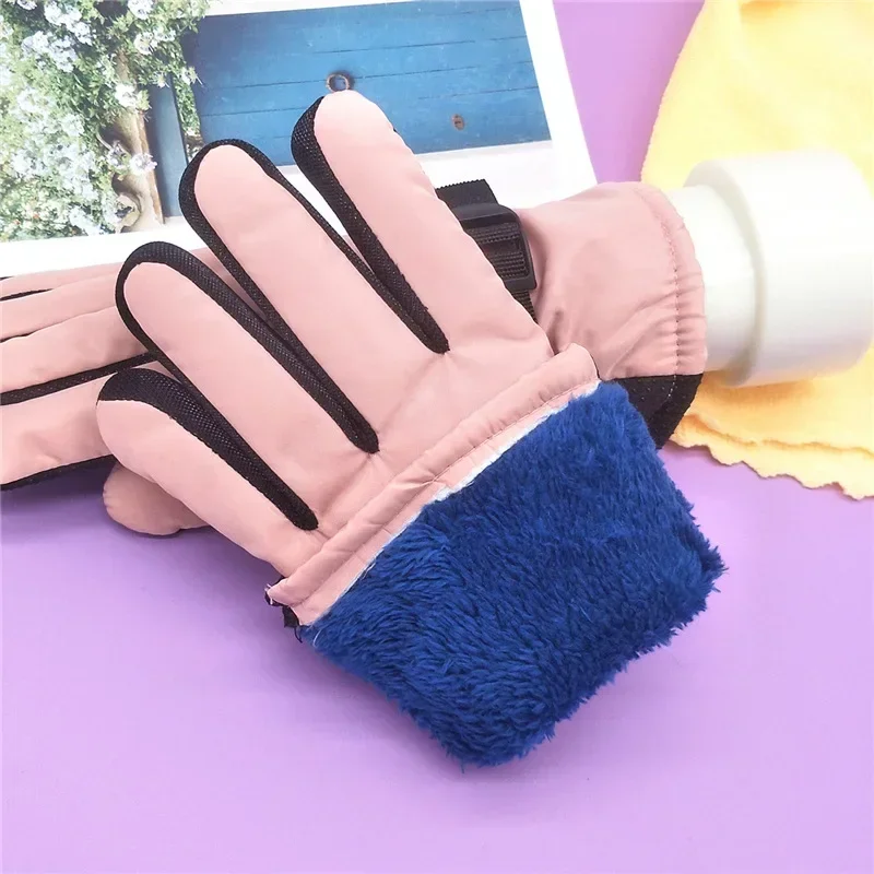 

Kids Gloves Waterproof Outdoor Thermal Kids Gloves 3-13 Years Cute Plain Design Black Pink Winter Warm Gloves for Children