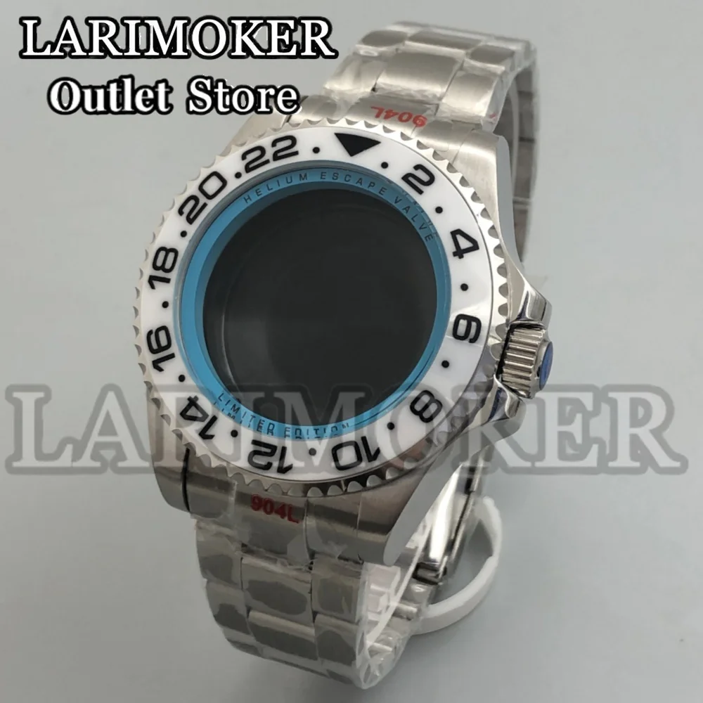 LARIMOKER 43mm Stainless steel Gas valve Watch case set fit NH35 ETA2824 PT5000 Miyota movement Multicolor Inner Shadow Circle