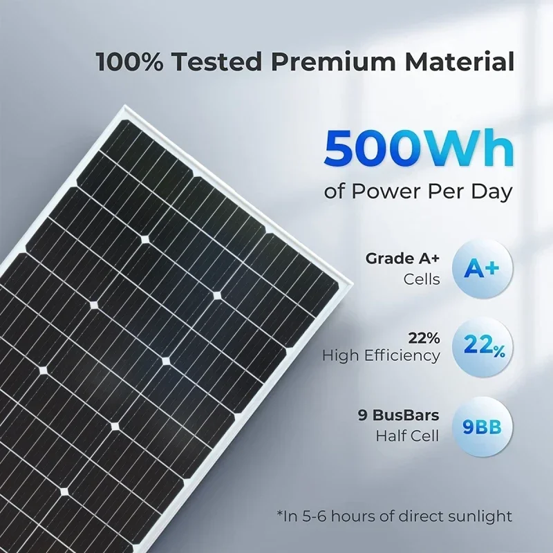 18V High-Power Solar Panel Rigid Panel Used for Photovoltaic Power Generation In Outdoor RV Ship Home Power Generation System